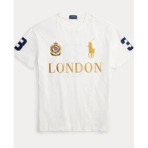 NWT Polo Ralph Lauren Gold Big Pony Crest #3 White London T-Shirt Size M RARE